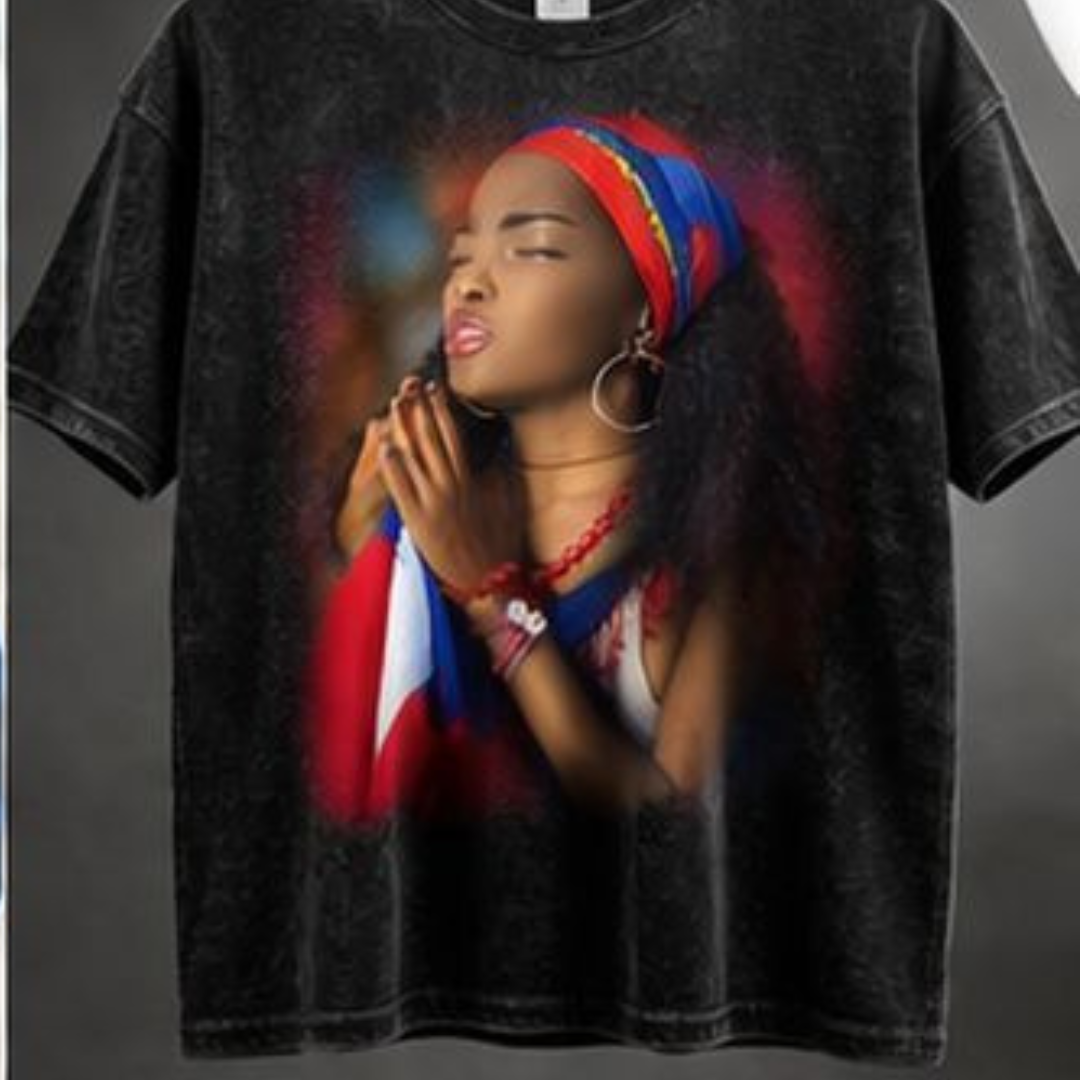 Haitian Pride Prayer T-Shirt – Washed Black